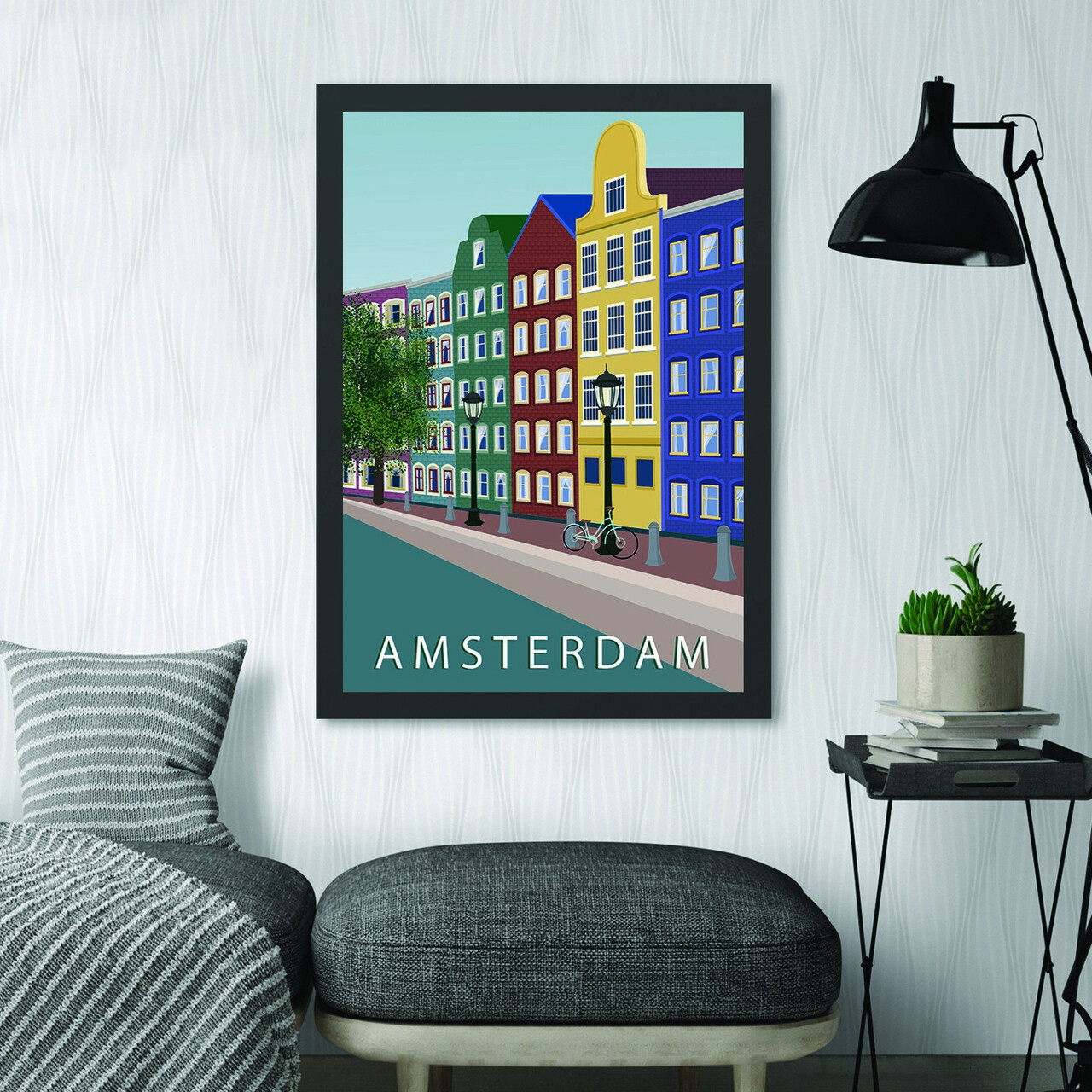 Tablou decorativ, Amsterdam 4 (40 x 55), Polistiren, Multicolor - imagine 3